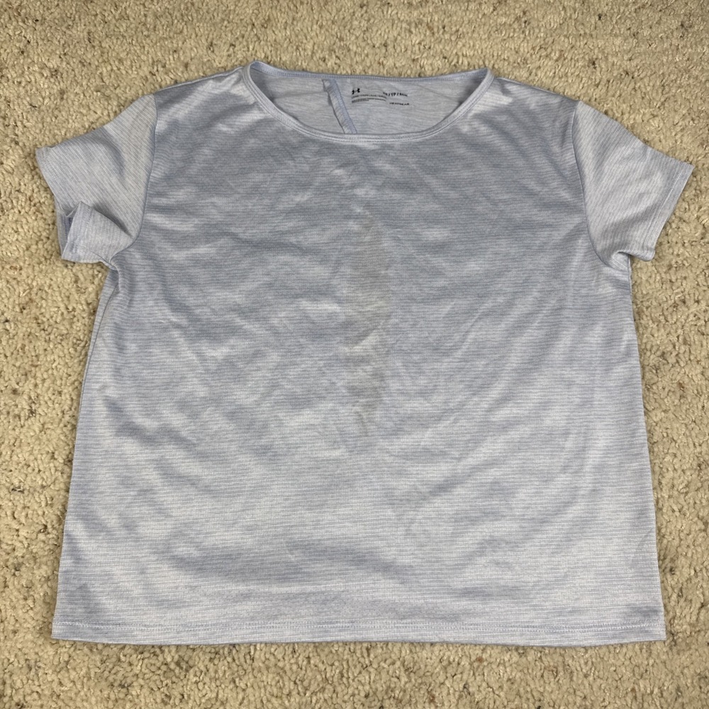 Under Armour Womens Cropped Blue‎ Shirt Open Back Size XSmall